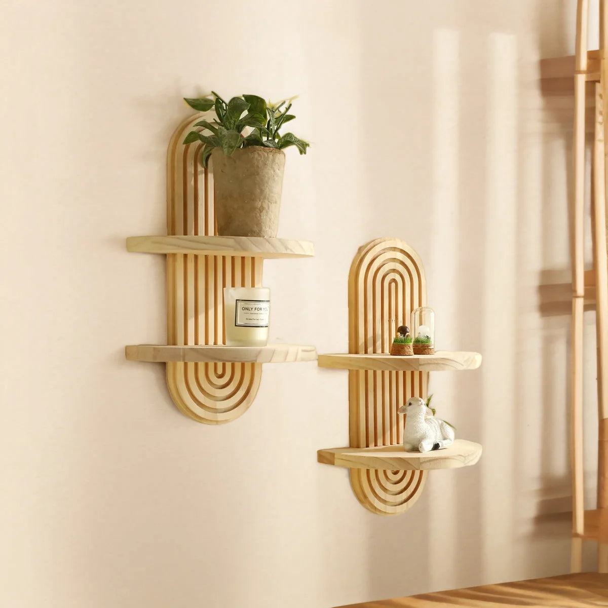 Boho Wooden Shelves for Wall Decorative Book Floating Wall Shelf for Living Room Bathroom Bedroom Classroom Office Nursery Home