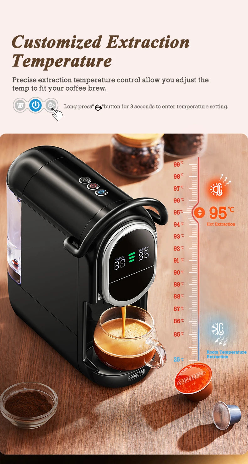 CAFELFFE 4in1 Capsule Coffee Machine Hot/Cold Multiple Espresso Cafetera Cappuccino Coffee Maker Dolce Gusto Nespresso Powder 19