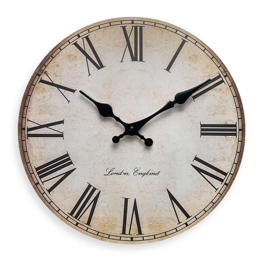 European Retro Roman Numeral Wooden Wall Clock Living Room Bedroom Kitchen Home Decoration Clock Wall Clock Silent Quartz Clock Holiday Gift 10 Inches 12 Inches 14 Inches 16inch (Without Batteries)