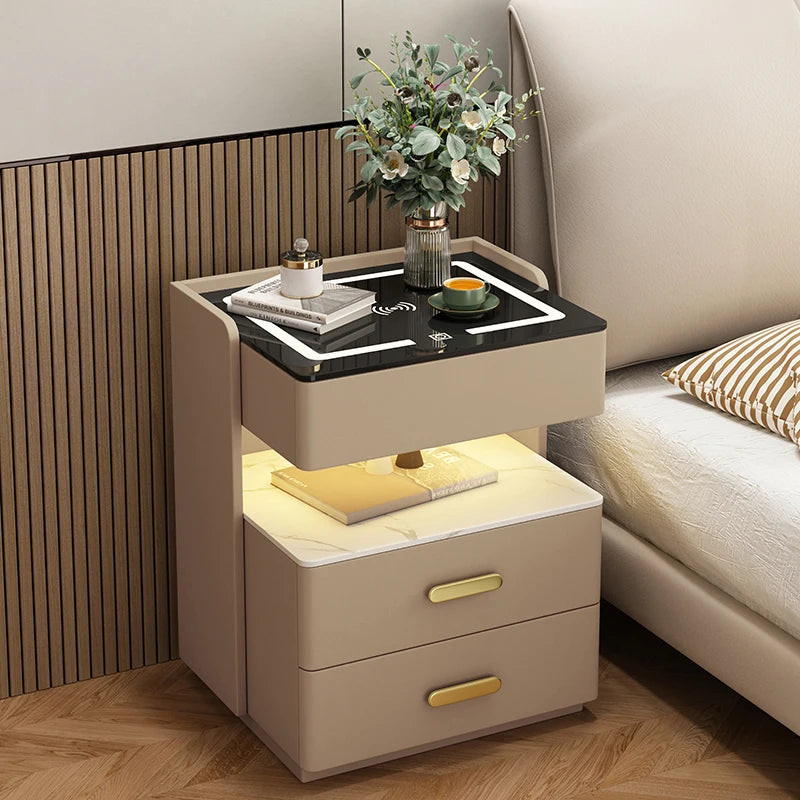Unique Trendy Bedside Table Nordic Storage Simple Organizer Smart Cheap Bedroom Luxury Console Mesa De Cabeceira Hotel Furniture