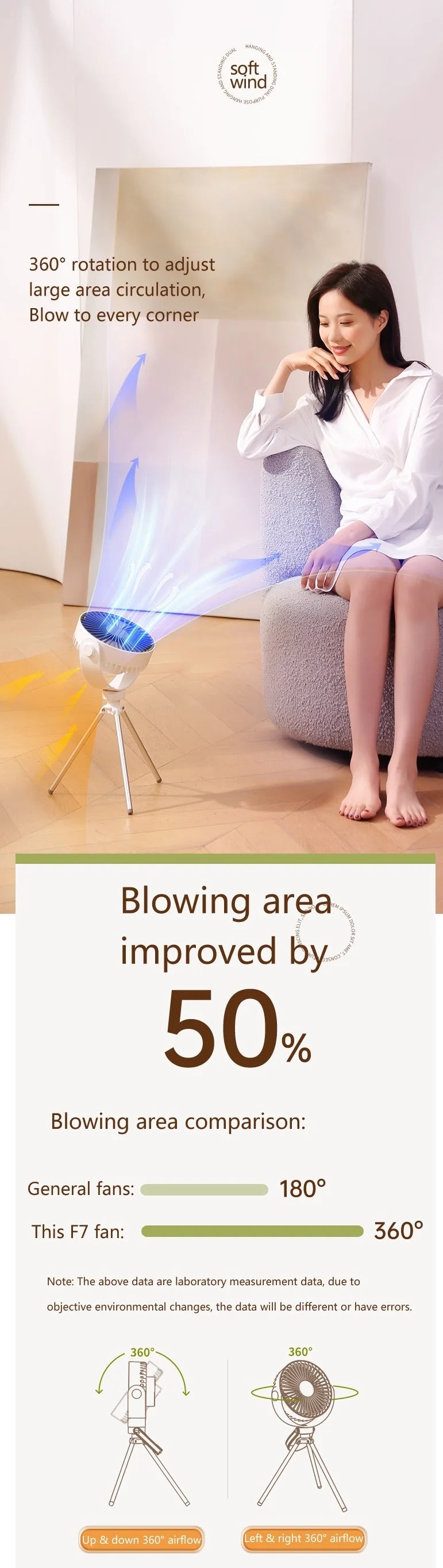 New Home Appliances Portable Tripod Dual Use Fan Ceiling Fan with Rubber Handle and Tripod Bracket Hot Sale Tent Camping Fan