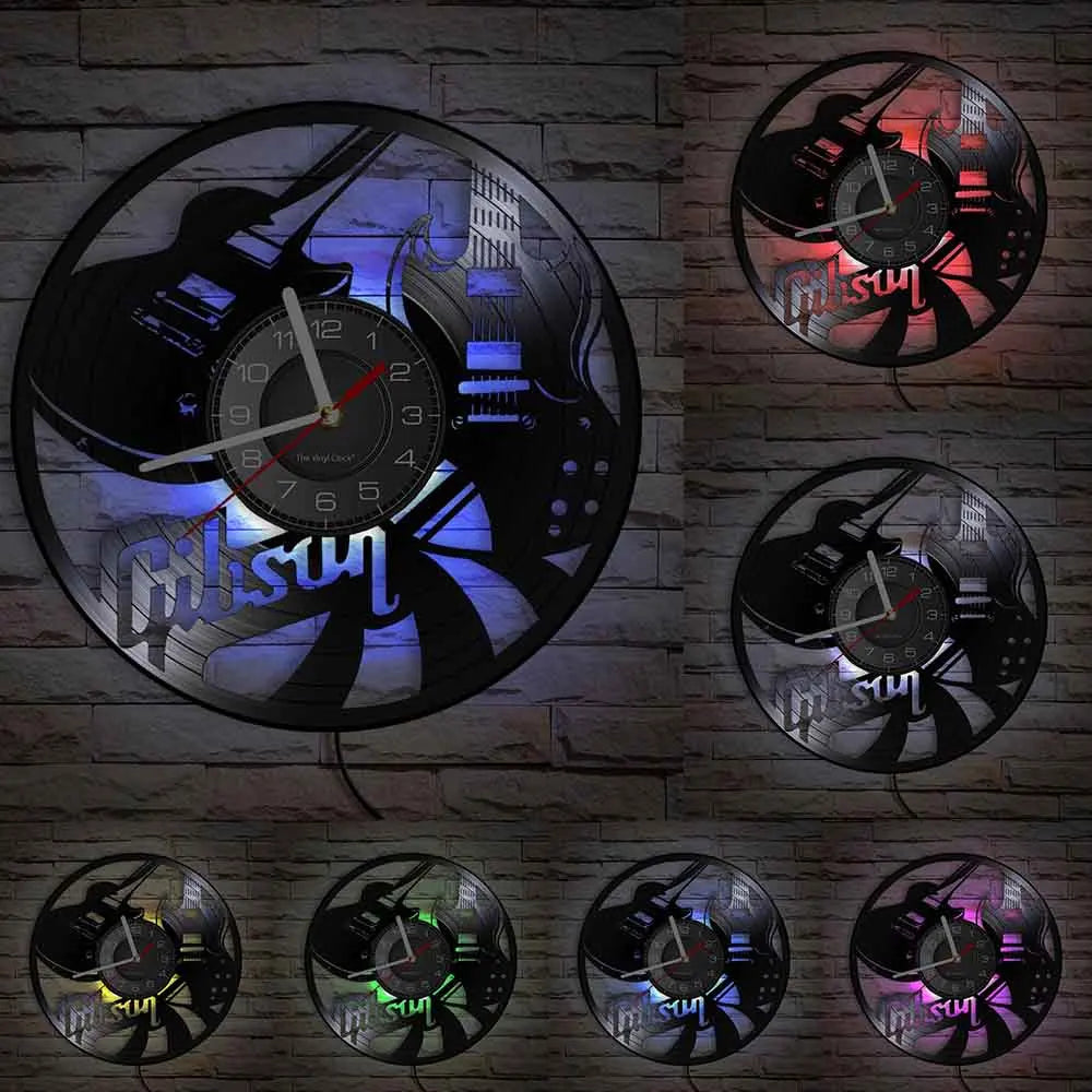 Guitar and Drum Kits Wall Clock Guitar Player Music Vinyl Record Clock Rock Music Instrument Guitar Wall Art Rock n Rock Gift