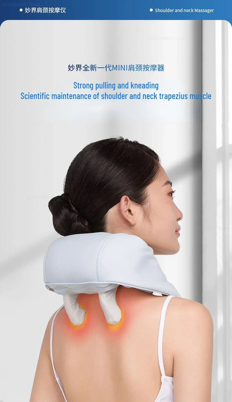 Xiaomi Miaojie R3 Kneading Shiatsu Massage Shawl Neck Chiropractic Massager for Home Shoulder Pain Relief Heating Pillow Massage
