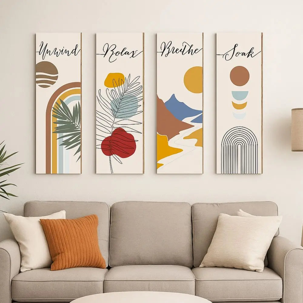 Inspirational Quotes Bohemian Abstract Hanging Sign Wall-mounting Artistic Wooden Wall Hanging Plate Handmade Decorative Panel