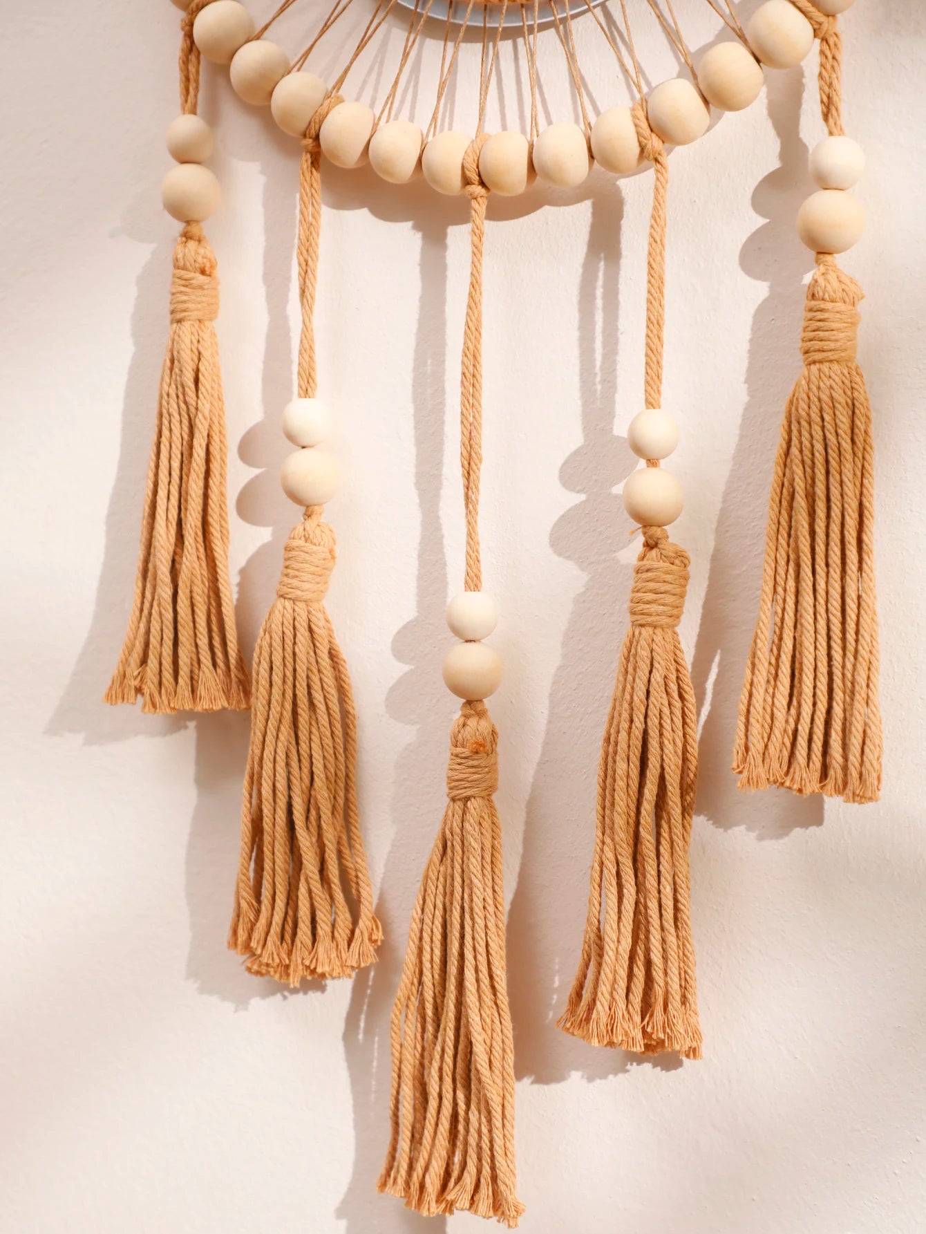 Wall Mirror Macrame Wooden Beads Decorative Mirrors Boho Home Decoration Room Decors Aesthetic Wall Art For Living Room Bedroom