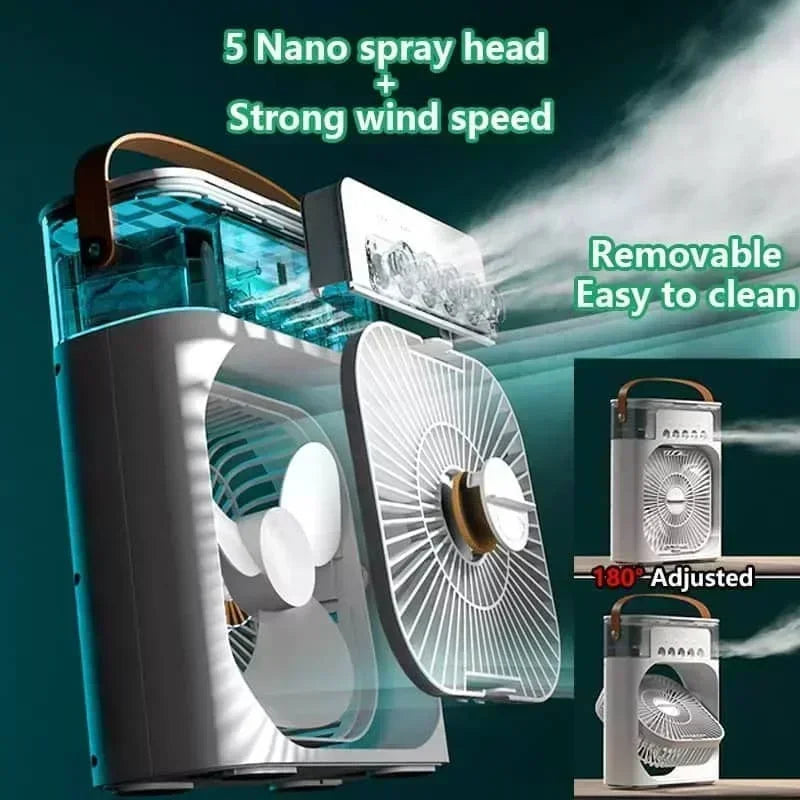 New Portable 3 In 1 Fan AIr Conditioner Household Small Air Cooler LED Night Lights Humidifier Air Adjustment Home Fans