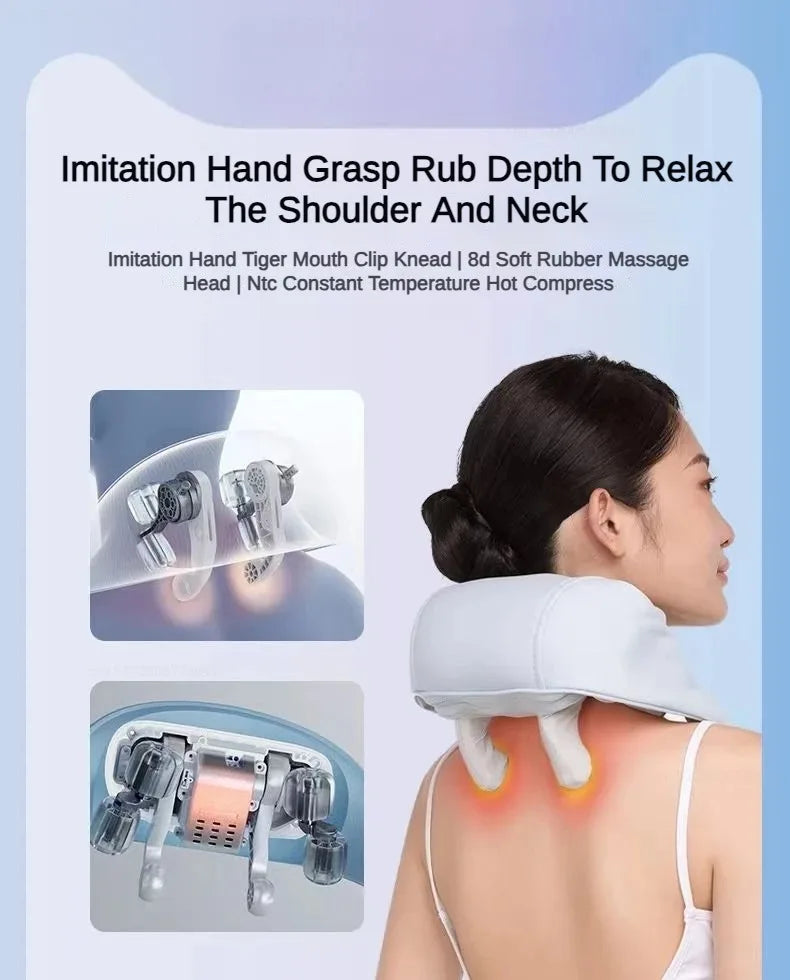 Xiaomi Miaojie R3 Kneading Shiatsu Massage Shawl Neck Chiropractic Massager for Home Shoulder Pain Relief Heating Pillow Massage