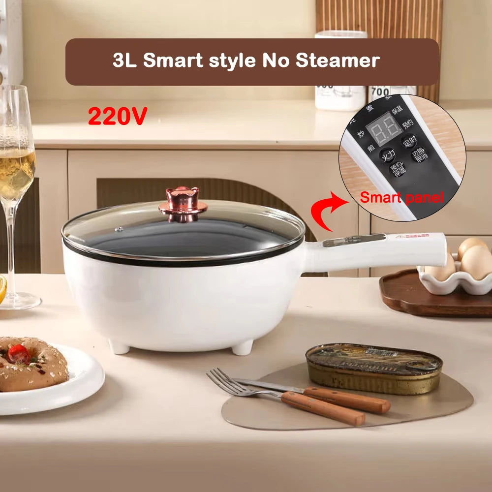 DMWD 3L Multi-function Electric Stir-fry Meal Wok Non-Stick Frying Pan Food Steamer Smart Smoke-free Hot Pot Stew Cooking Heater