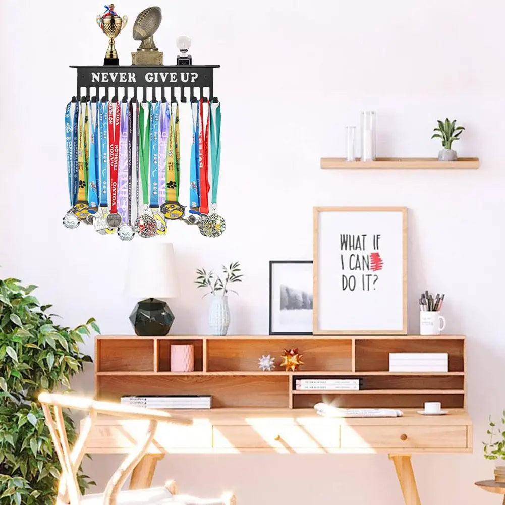 Sports Football Medal Display Metal Rack Hanger Holder Organizer Volleyball Basketball For Ribbons Medal Display