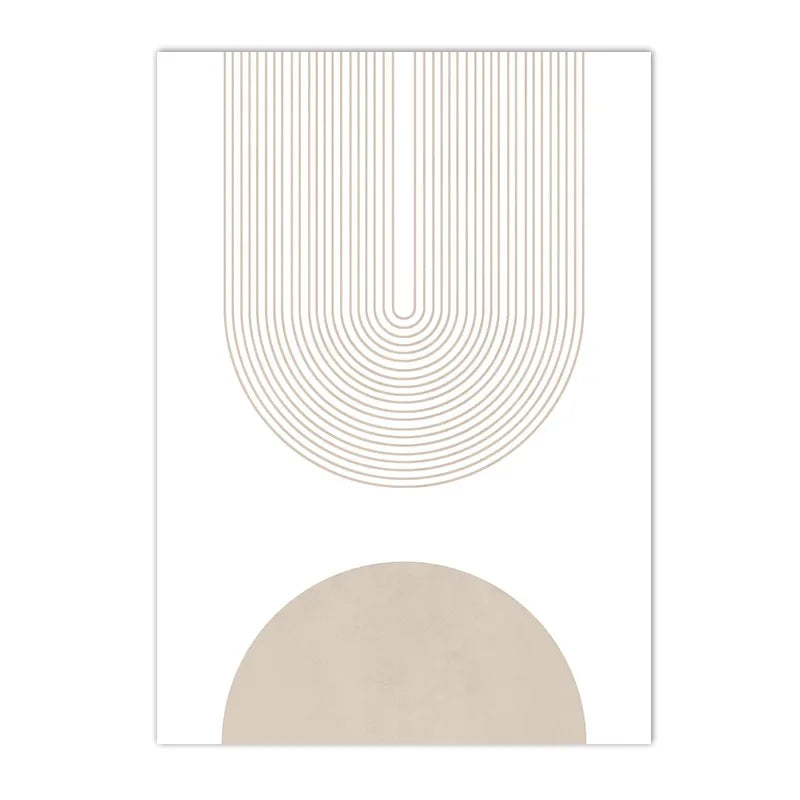 Modern Minimalist Wall Art Geometric Beige Boho Line Canvas Painting Bohemian Poster Prints Pictures Bedroom Living Room Decor