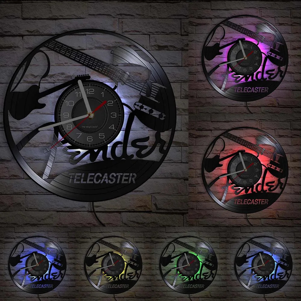 Guitar and Drum Kits Wall Clock Guitar Player Music Vinyl Record Clock Rock Music Instrument Guitar Wall Art Rock n Rock Gift