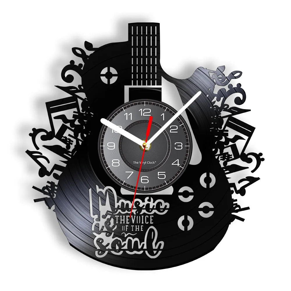 Guitar and Drum Kits Wall Clock Guitar Player Music Vinyl Record Clock Rock Music Instrument Guitar Wall Art Rock n Rock Gift