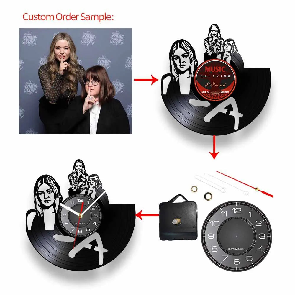 Guitar and Drum Kits Wall Clock Guitar Player Music Vinyl Record Clock Rock Music Instrument Guitar Wall Art Rock n Rock Gift