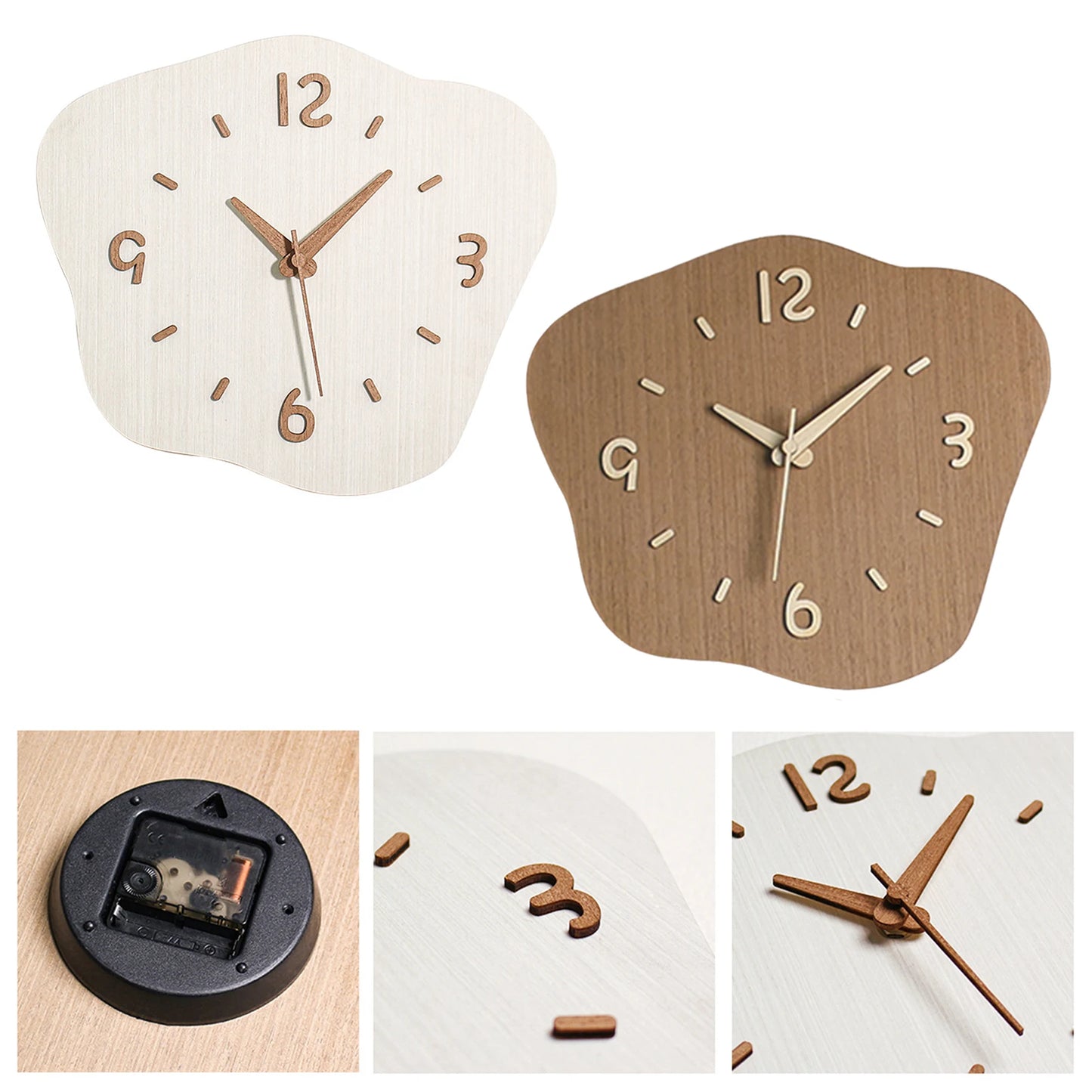 Modern Decorative Wood Wall Clock High Precise Cloud Shaped Battery Powered Non-Ticking Silent Wall Clock