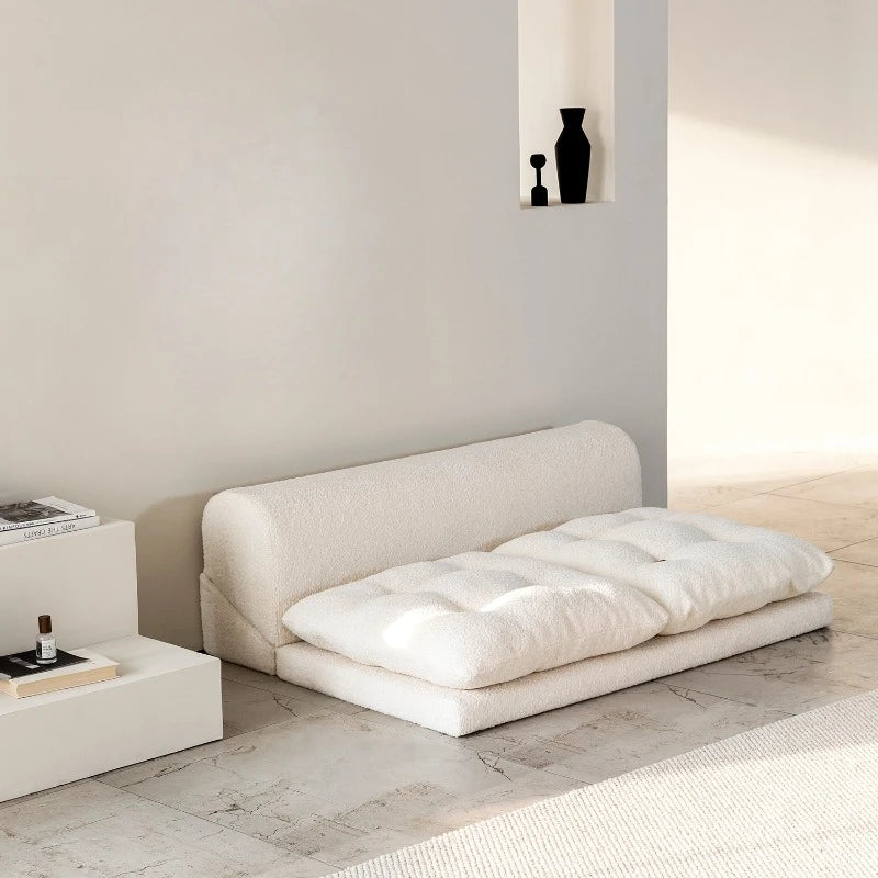 Minimalist White Fabric Living Room Sofa, Super Soft and Comfortable Tatami Module Lazy Sofa, Warm Home Furniture Salon FYLS