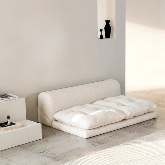 Minimalist White Fabric Living Room Sofa, Super Soft and Comfortable Tatami Module Lazy Sofa, Warm Home Furniture Salon FYLS