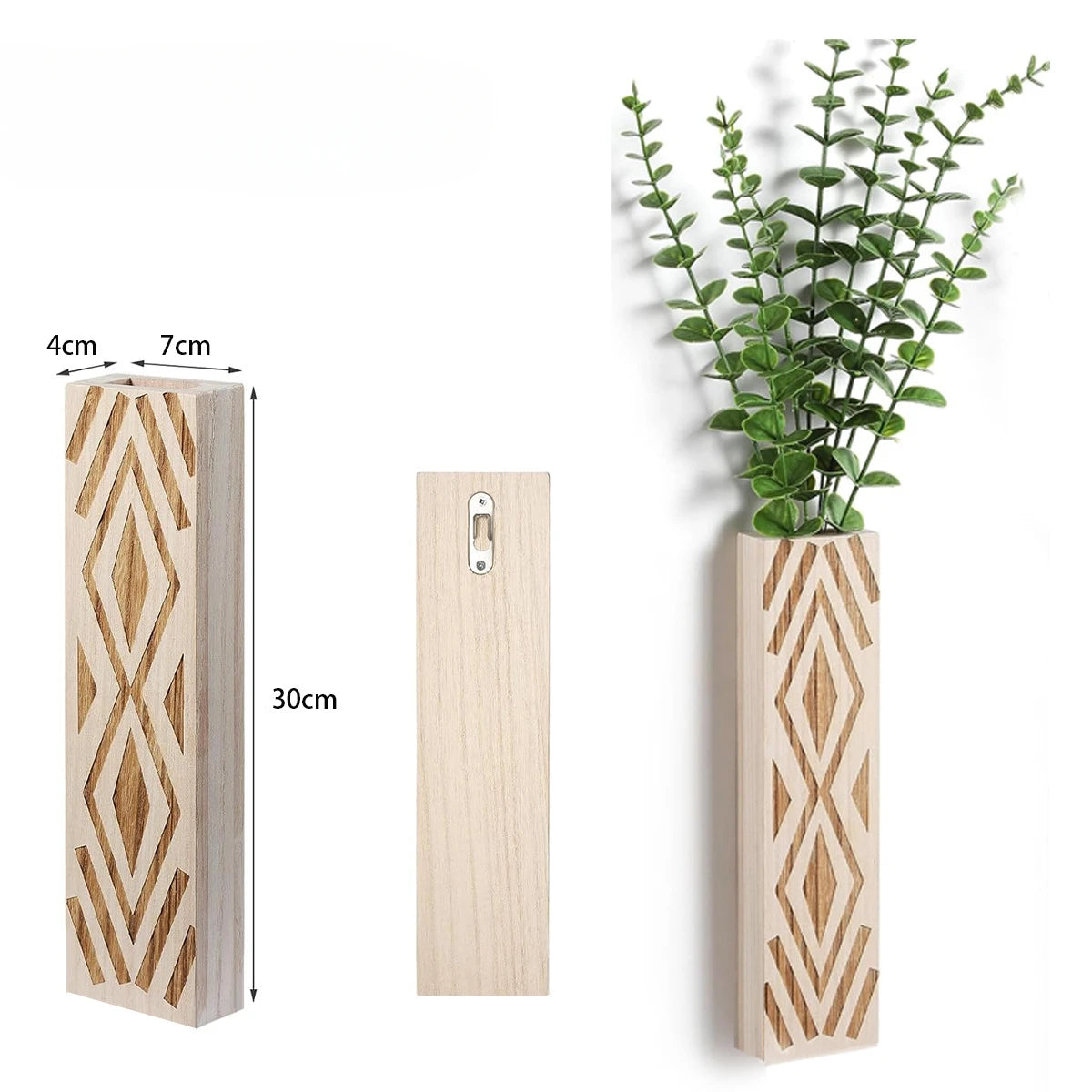 Bohemian Style Vase Wall Vase Dry Flower Vase Decoration Simulated Plant Wooden Vase Home Decoration