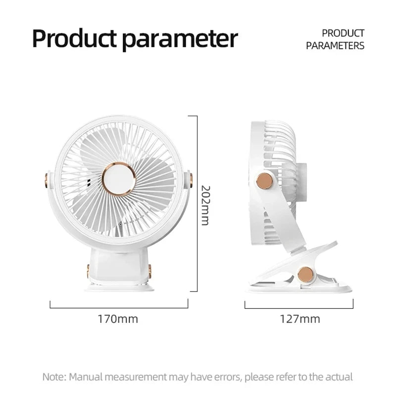 Xiaomi Portable Desktop Fan 3 Wind Speed Quiet Rechargeable Clip-on Air Circulator Wireless Hung Fan With LED Light Camping Home