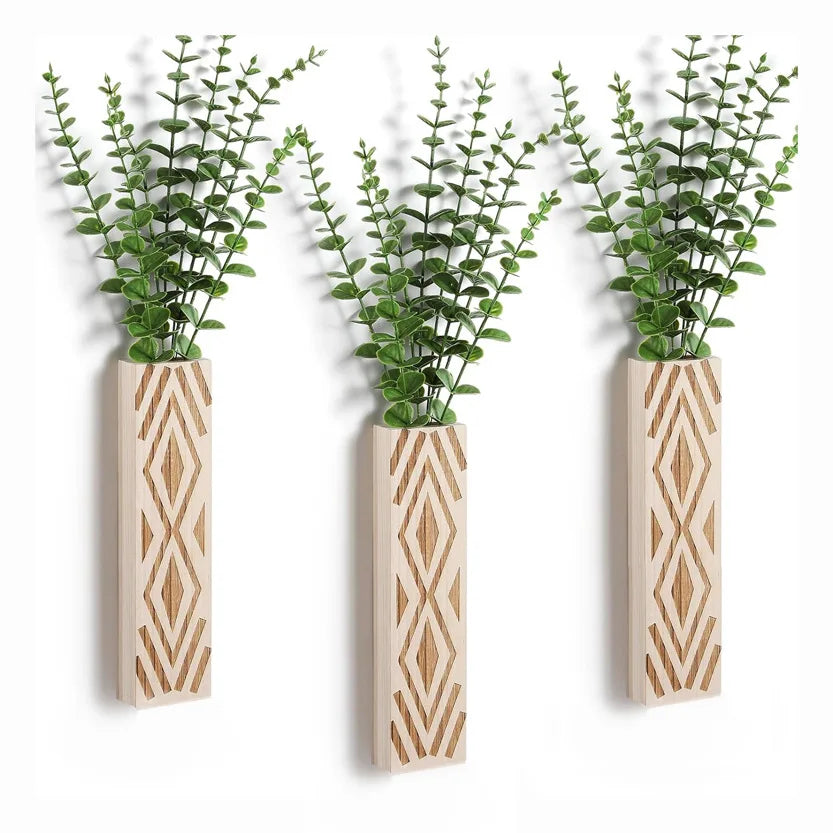 Bohemian Style Vase Wall Vase Dry Flower Vase Decoration Simulated Plant Wooden Vase Home Decoration