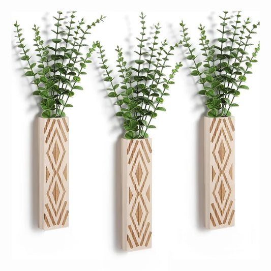 Bohemian Style Vase Wall Vase Dry Flower Vase Decoration Simulated Plant Wooden Vase Home Decoration