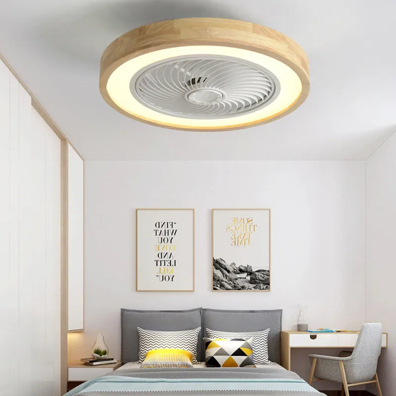 Wooden Ceiling fan with light and remote control home appliance cooling ceiling fan Bedroom Living Room smart ceiling fan light