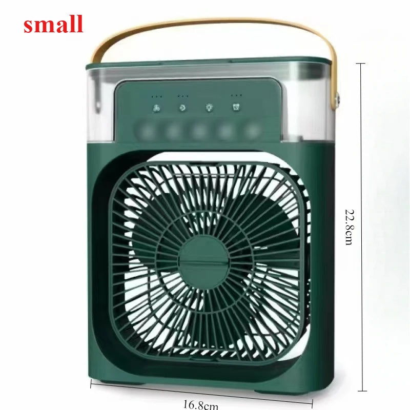 2025 New Portable Fan Air Conditioners USB Electric Fan LED Night Light Water Mist Fun 3 In 1 Air Humidifie For Home