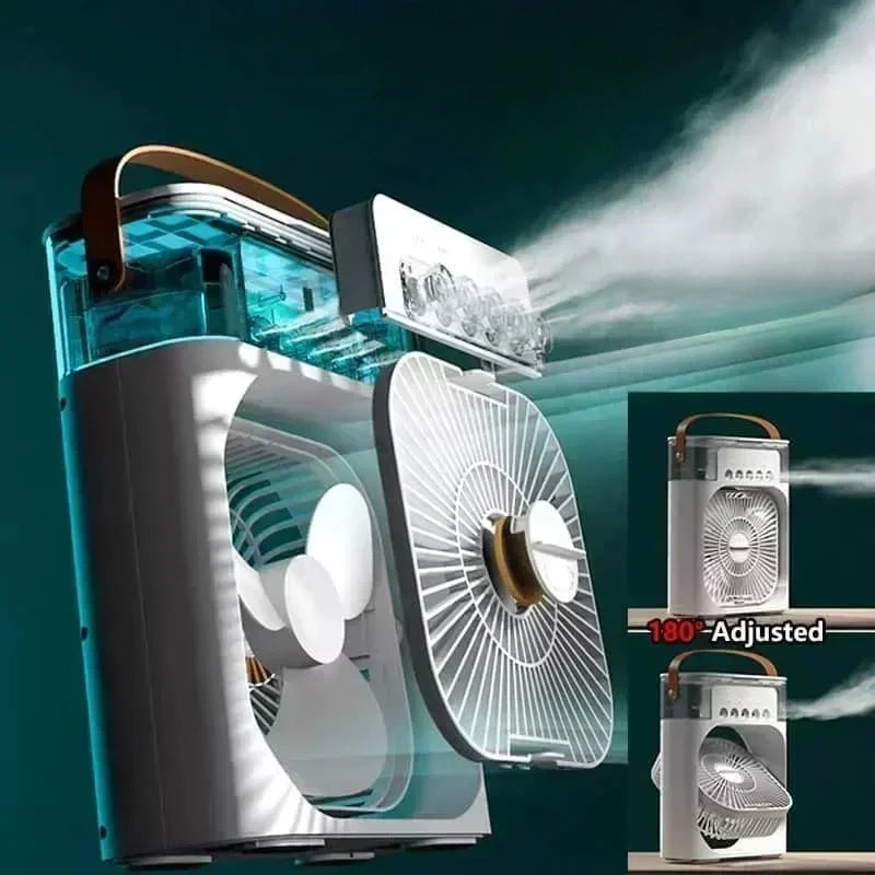 2025 New Portable Fan Air Conditioners USB Electric Fan LED Night Light Water Mist Fun 3 In 1 Air Humidifie For Home