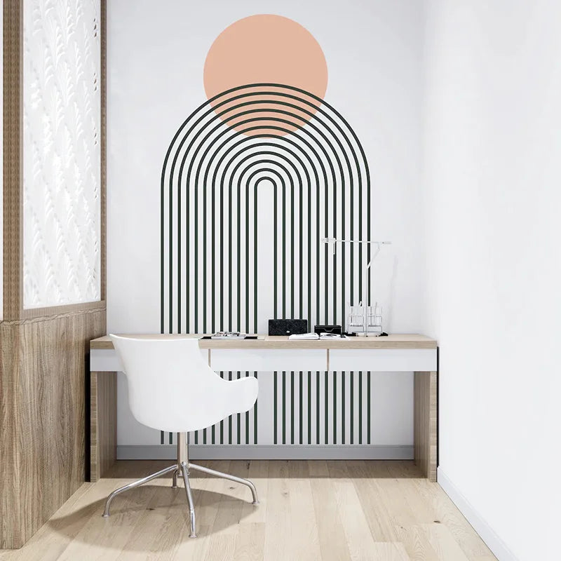 Wall Sticker of Bohemian Geometric Half Arch Rainbow Vinyl Interior Home Decoration Room Bedroom Decals Abstract Murals AA73