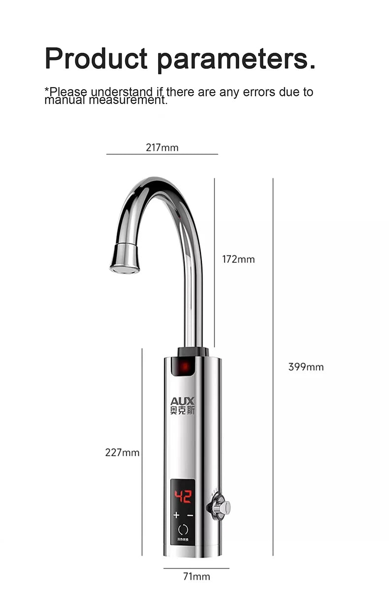 Instantaneous Electric Heating Faucet Household Kitchen Fast Heating Frequency Constant Temperature Stainless Steel Faucet