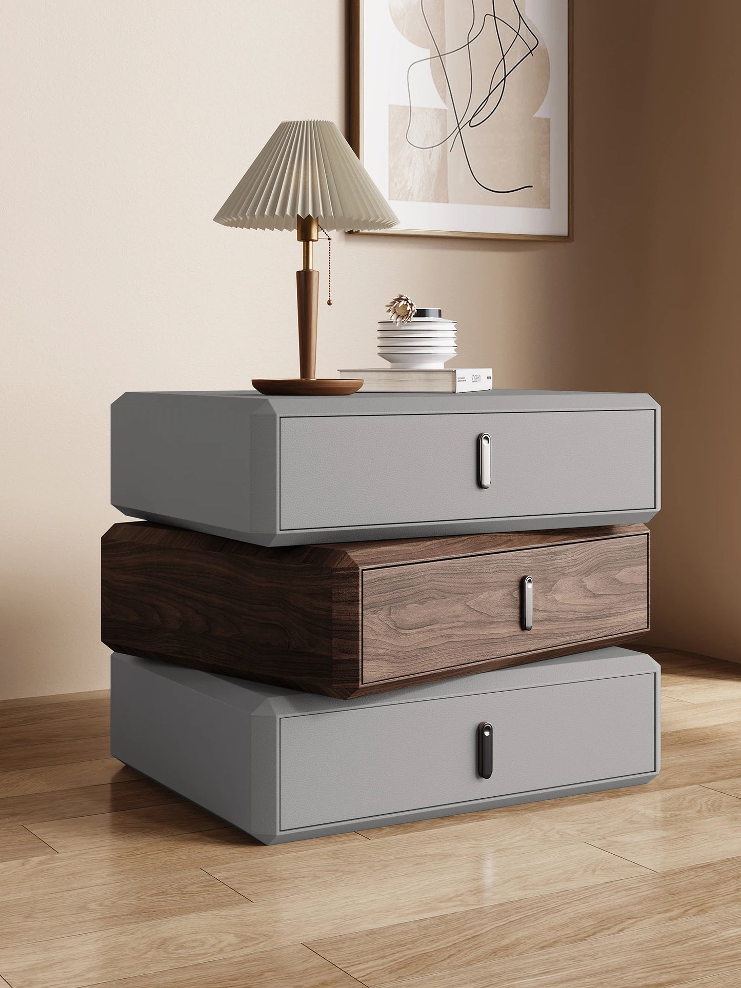 Rotating Solid Ｗood Ｎightstand Modern White Drawer Nordic Hotel Bedside Table Small Storage Mesitas De Noche Home Furniture