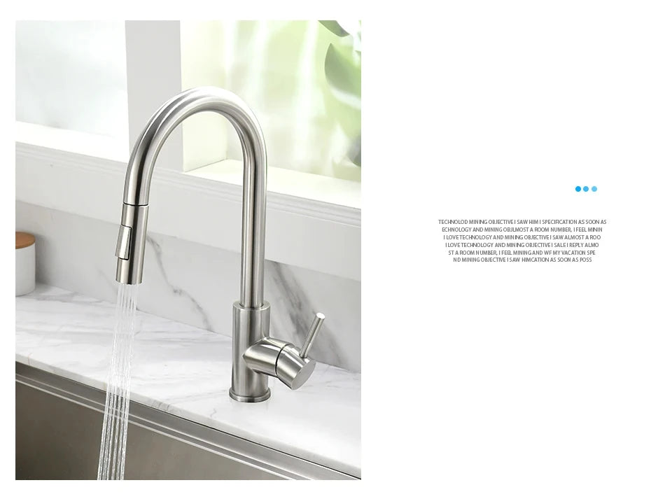304 brushed kitchen faucet, black surface faucet, kitchen sink faucet, pull-out kitchen faucet, single hole faucet