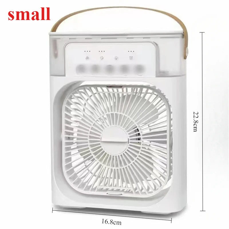 2025 New Portable Fan Air Conditioners USB Electric Fan LED Night Light Water Mist Fun 3 In 1 Air Humidifie For Home