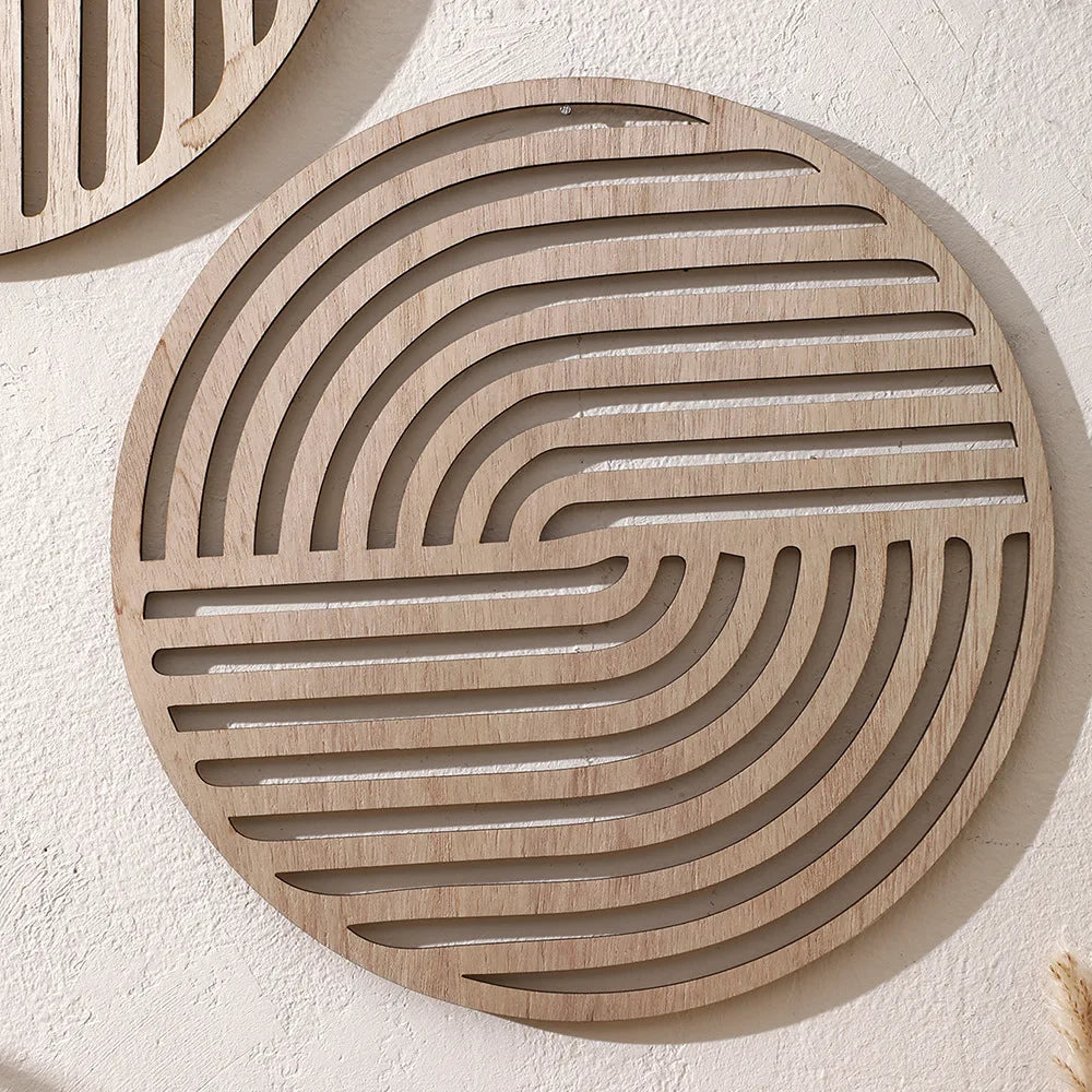 Carved Wood Hollowed-out Solid Wood Decals European Wooden Background Wall Decorative Home Art Pendant Aesthetic Room Decor