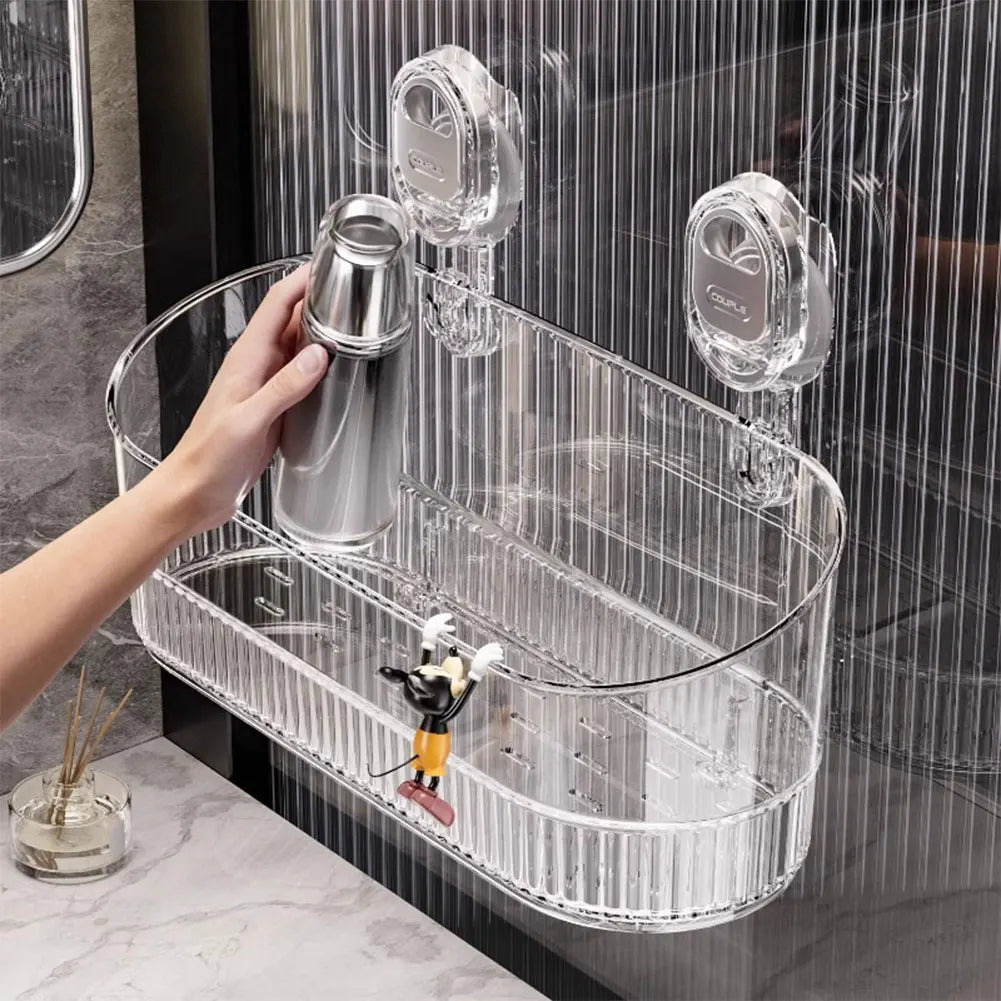 No-Drill Bathroom Suction Storage Box Large Capacity & Strong Load-Bearing Hanging Shower Shelf Shower Caddy for Bathroom
