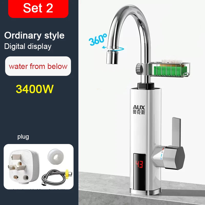 Instantaneous Electric Heating Faucet Household Kitchen Fast Heating Frequency Constant Temperature Stainless Steel Faucet