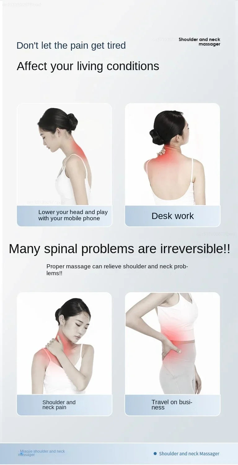 Xiaomi Miaojie R3 Kneading Shiatsu Massage Shawl Neck Chiropractic Massager for Home Shoulder Pain Relief Heating Pillow Massage