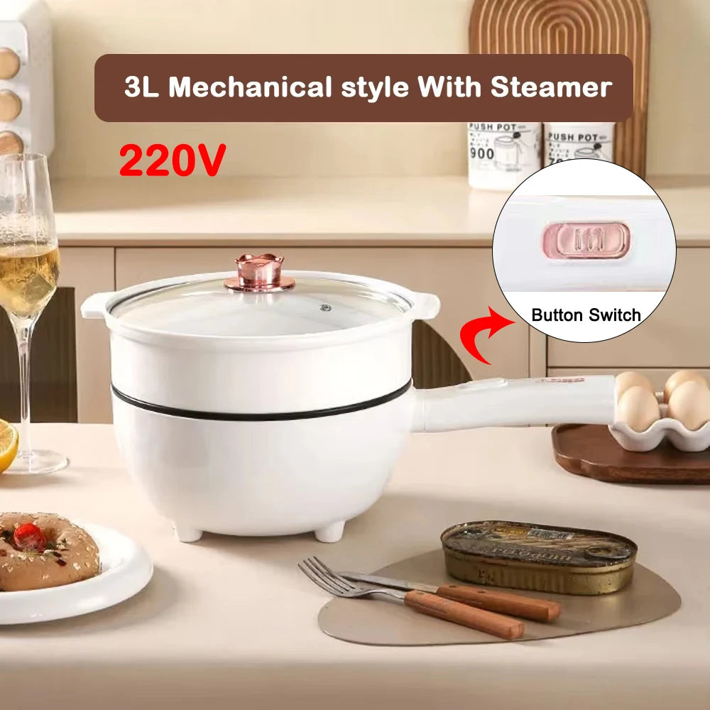 DMWD 3L Multi-function Electric Stir-fry Meal Wok Non-Stick Frying Pan Food Steamer Smart Smoke-free Hot Pot Stew Cooking Heater