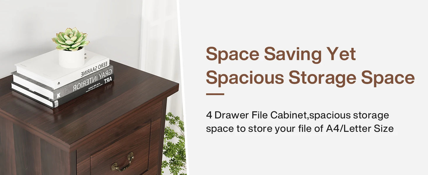 Tribesigns 4-Drawer File Cabinet Filing Cabinet, Vertical File Cabinet Home Office Wood Filing Cabinet for A4 /Letter Size