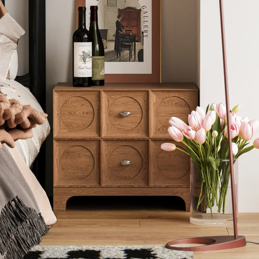 French Nordic European Nightstands Wooden Walnut Storage Bedroom Bedsides Table Cabinet Modern Unique Mesa De Noche Furniture