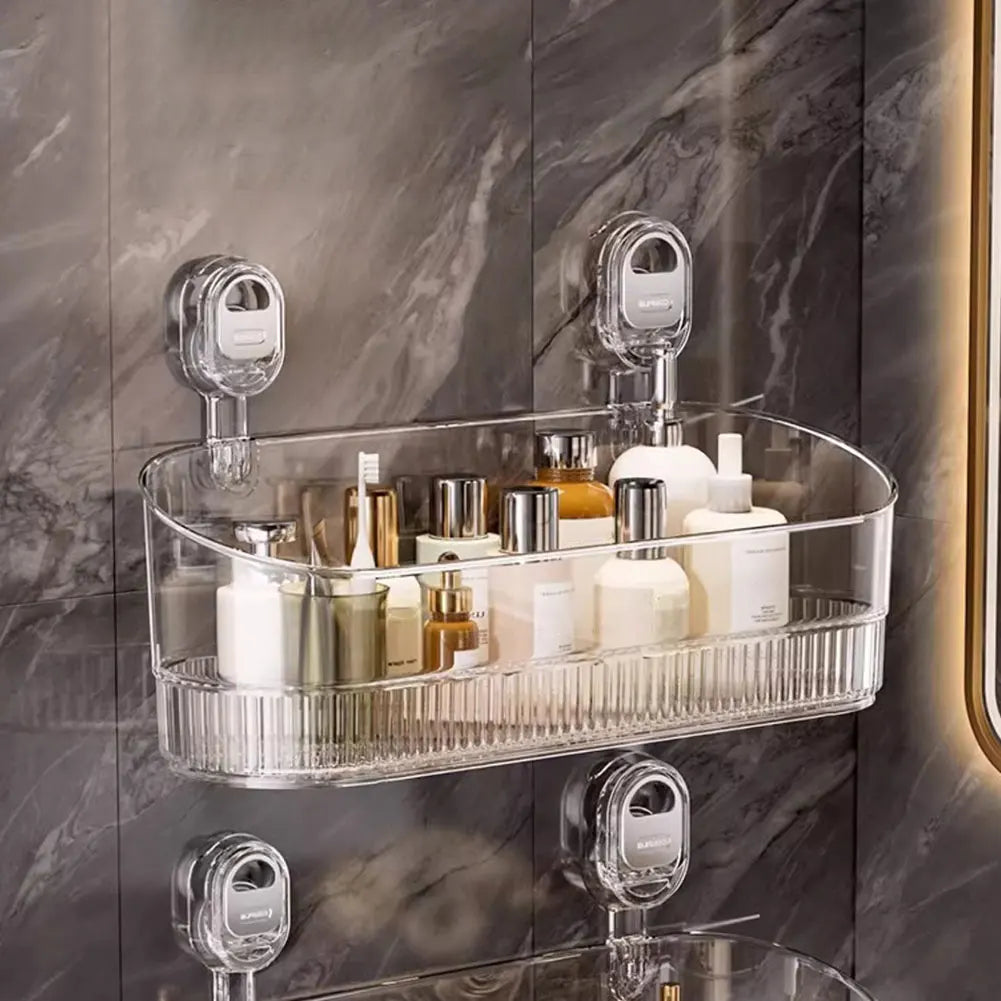 No-Drill Bathroom Suction Storage Box Large Capacity & Strong Load-Bearing Hanging Shower Shelf Shower Caddy for Bathroom