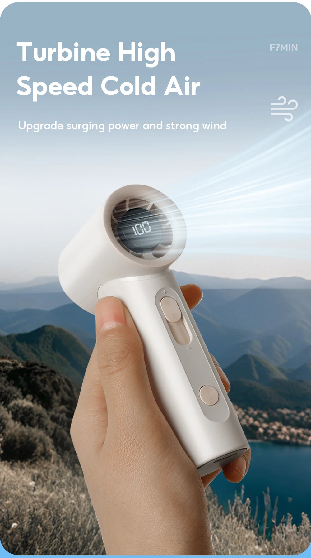 2025 Summer Portable USB Charged Mini Fan LCD Screen Handheld Turbo Fan 100 Gears Adjustable Wind Speeds Portable Desktop Fan