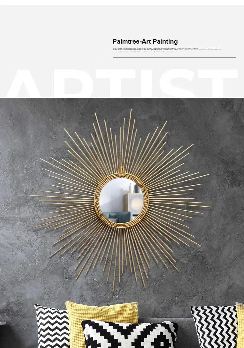 European Decorative Mirror Metal Wall Decorations Gold Sunglasses Creative Living Room Background Wall Decoration Home Decor
