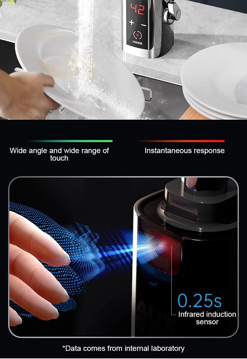 Instantaneous Electric Heating Faucet Household Kitchen Fast Heating Frequency Constant Temperature Stainless Steel Faucet