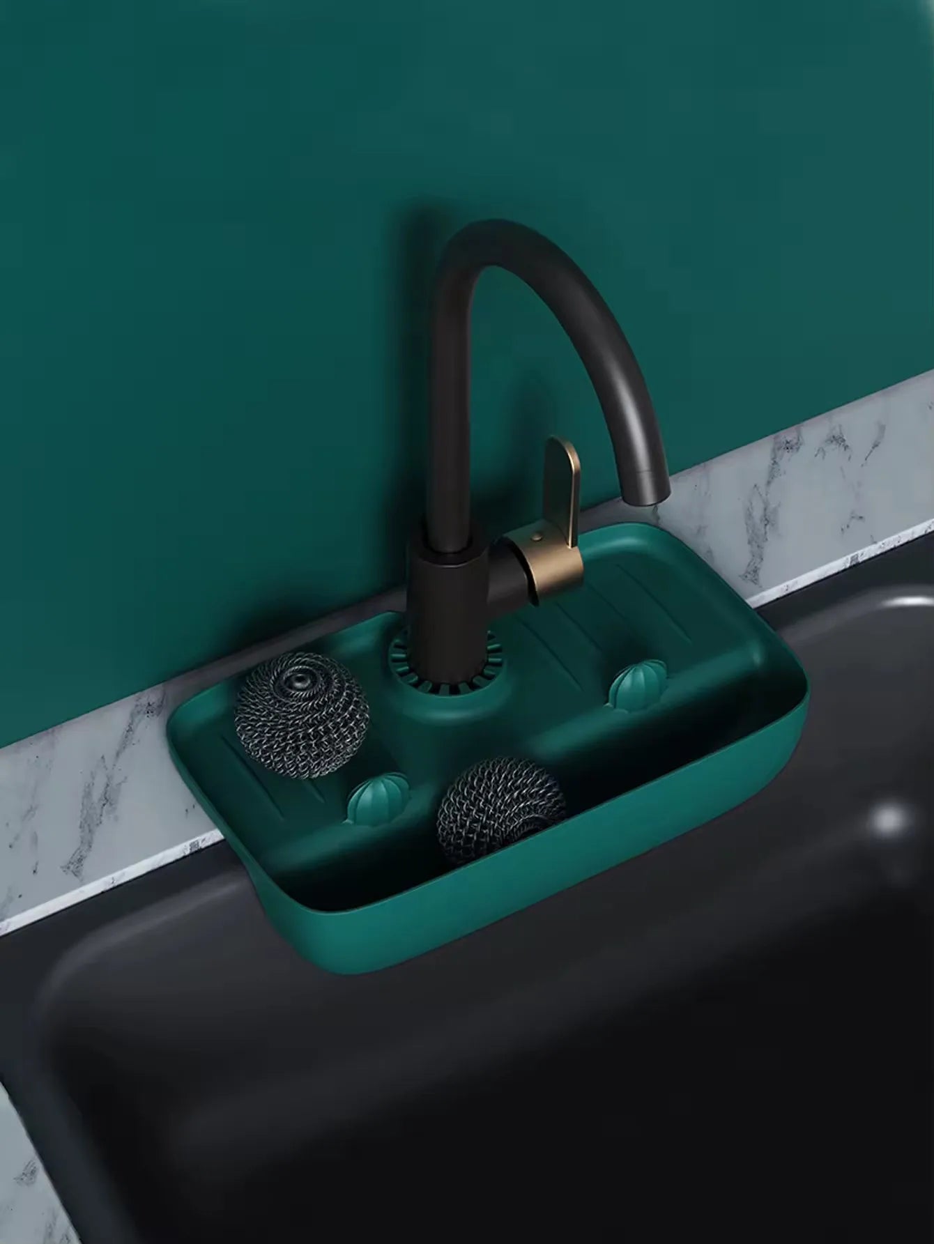 Silicone Sink Drain Rack Household Faucet Splash Proof Water Collecting Pad Sponge Rag Steel Wool Gadget Storage Box
