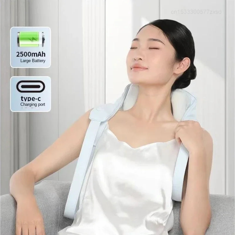 Xiaomi Miaojie R3 Kneading Shiatsu Massage Shawl Neck Chiropractic Massager for Home Shoulder Pain Relief Heating Pillow Massage