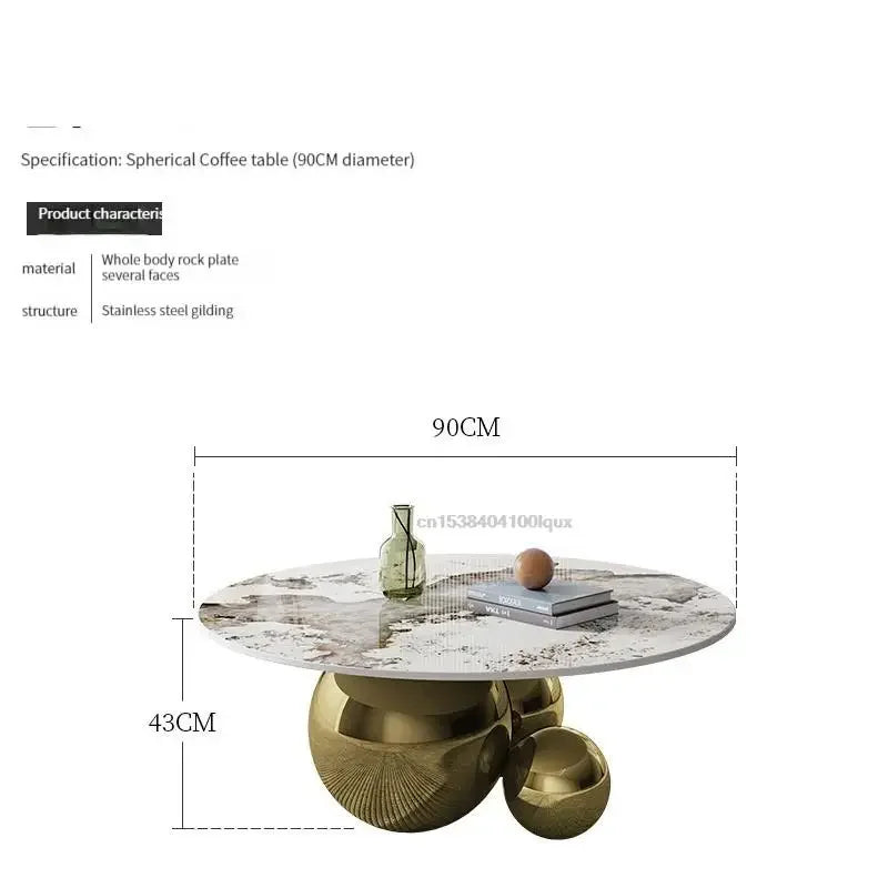 Furniture Gold Black Center Base Table Living Room Designer Stainless Steel Home Impact Space Marble Modern Coffee Table Round
