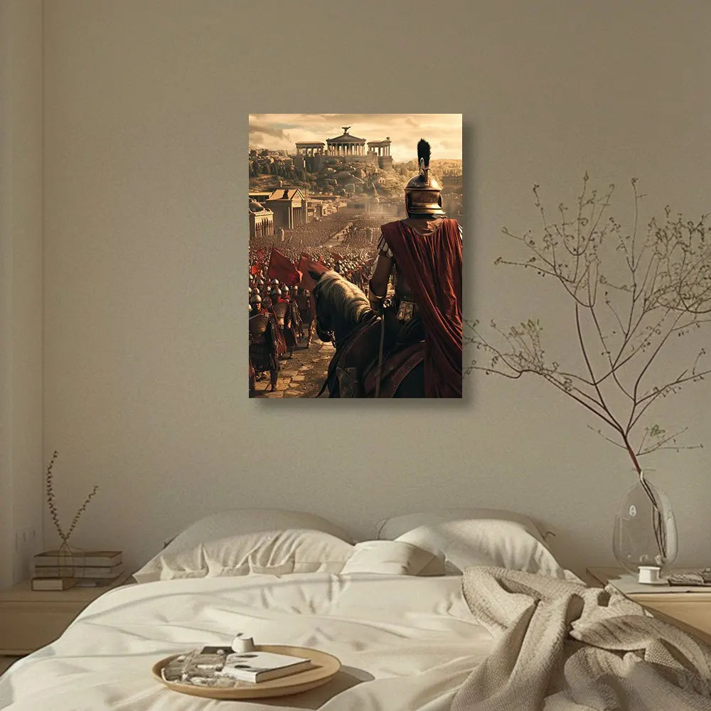 [Light Luxury Backdrop Wall Decor] Roman General Horseback Canvas Art Print - Unframed Cinematic-Inspired Wall Decor