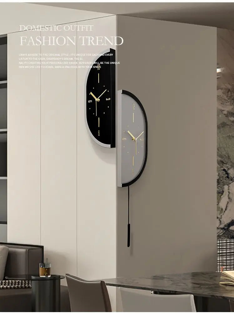 Corner Wall Clock Living Room Clock Wall Mounted Silent Display Wall Clock Modern Design Home Decor