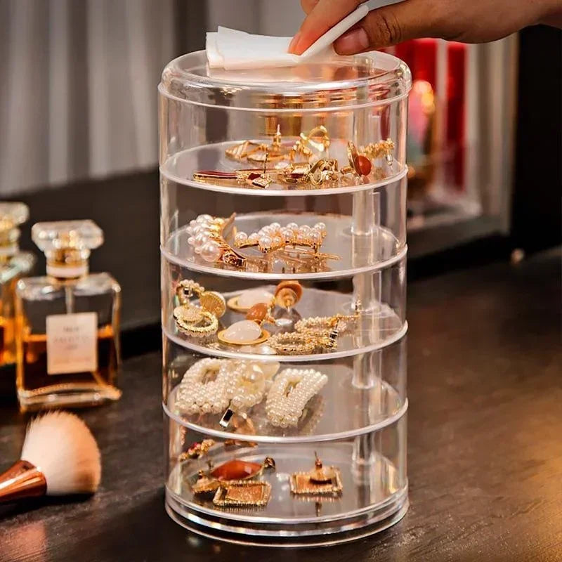 Jewelry Storage Box Multilayer Organizer Storage Rack Bracelet Earrings Nail Storage Plastic Storage Box Display Rack with Cover