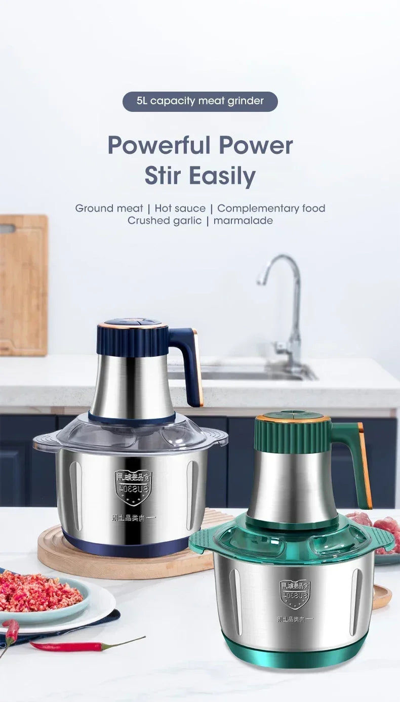 Electric Meat Grinder 304 Stainless Food Crusher Multifunction Vegetable Fruit Pepper Garlic Chopper Mincer Baby Food Processor
